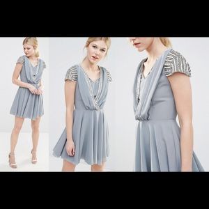 🔱 ASOS MAYA Embellished Sleeve Wrap Front Dress